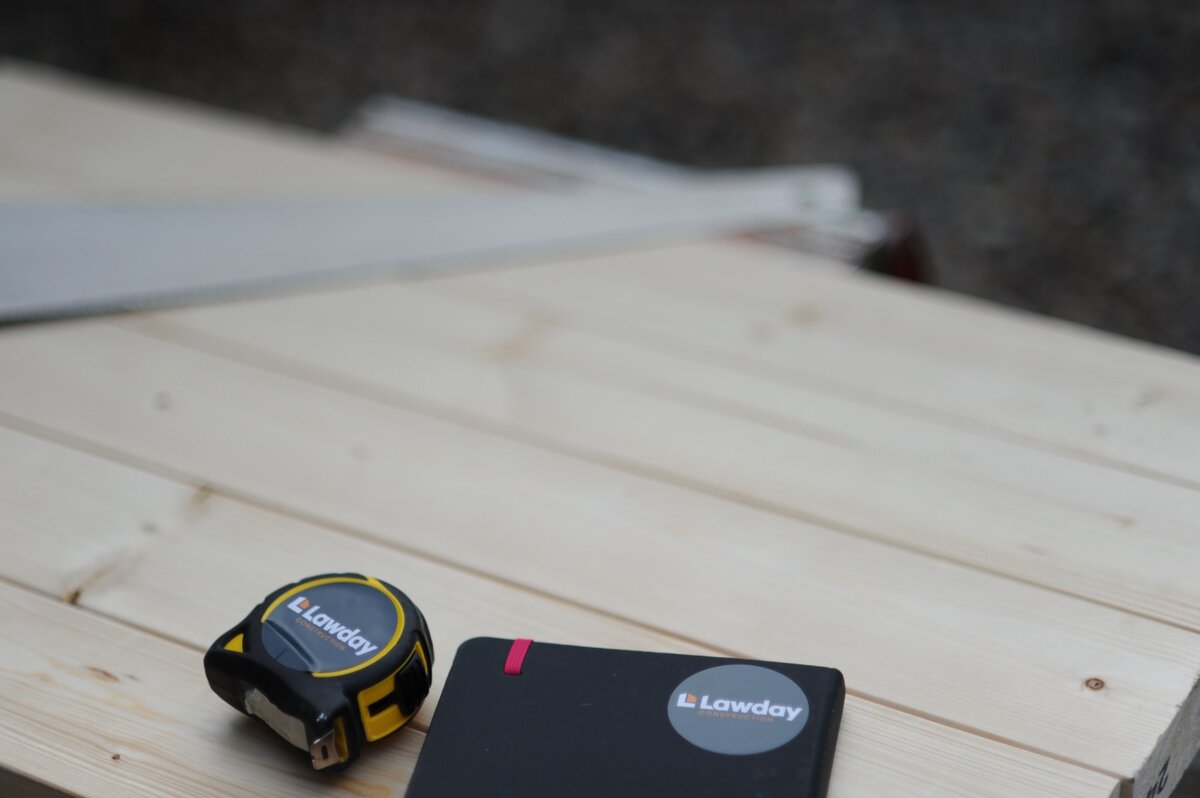 Lawday Construction branded tools on site in Devon