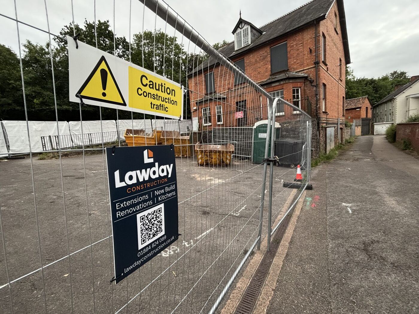 Site fencing and signage at The Laurels