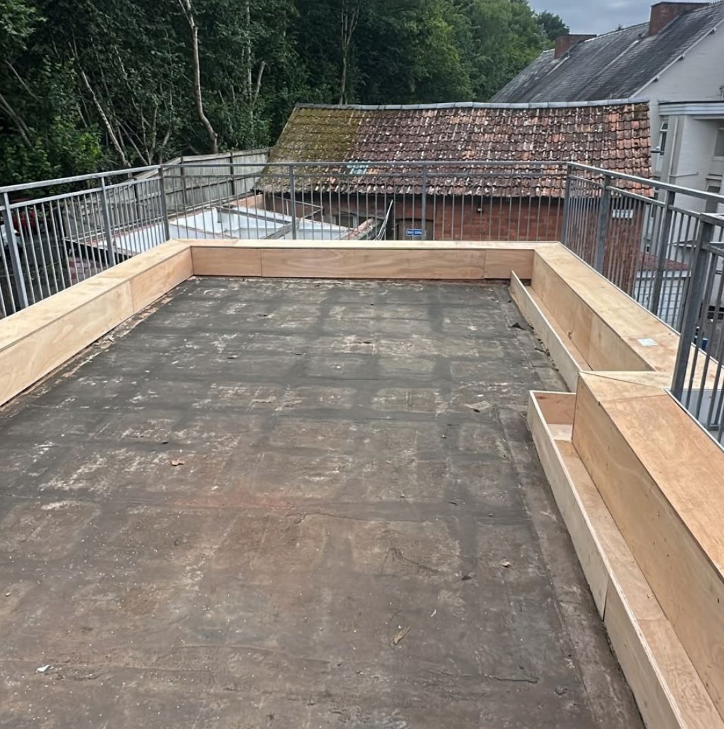 New ply parapets built around the roof deck