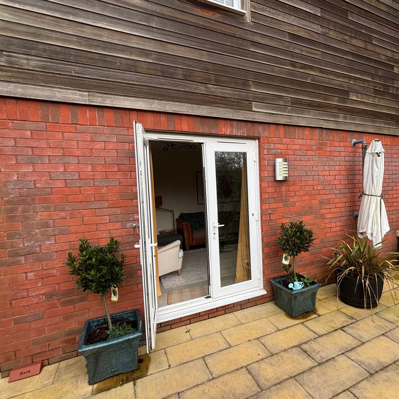 Rear elevation with the old French doors before works