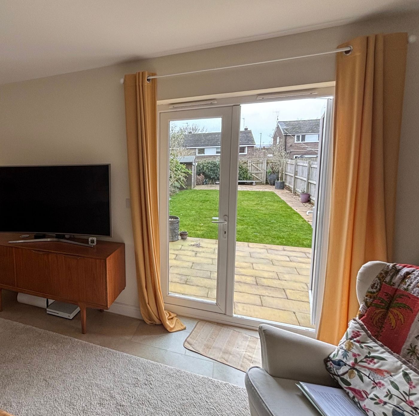 Lounge with the old French doors before the new opening